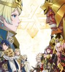  alfonse_(fire_emblem) clenched_teeth face-to-face fire_emblem fire_emblem_heroes fjorm_(fire_emblem_heroes) highres laevateinn_(fire_emblem_heroes) loki_(fire_emblem_heroes) long_hair multiple_boys multiple_girls official_art sharena short_hair summoner_(fire_emblem_heroes) teeth veronica_(fire_emblem) 