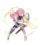  fire_emblem fire_emblem_heroes full_body highres official_art pink_hair soleil_(fire_emblem_if) solo sword transparent_background weapon 