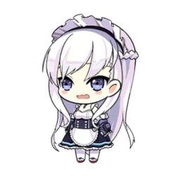 1girl azur_lane belfast_(azur_lane) braid chibi long_hair maid open_mouth