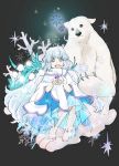  1girl animal barefoot bear cape full_body long_hair looking_at_viewer official_art open_mouth smile snow xenoblade xenoblade_2 