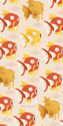  alternate_color animal_focus black_eyes brown_background closed_mouth fish food happy highres magikarp no_humans open_mouth pokemon pokemon_(creature) satsumapotato seigaiha shiny_pokemon taiyaki twitter_username wagashi 