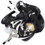  akihiko_(sw4553) androgynous black_eyes black_gloves black_hair black_legwear black_neckwear black_shorts blonde_hair bort closed_eyes diamond_(houseki_no_kuni) elbow_gloves gloves hand_holding houseki_no_kuni long_hair multicolored_hair necktie shirt short_hair short_sleeves shorts smile thigh-highs uniform white_background white_gloves white_legwear white_shirt yellow_diamond_(houseki_no_kuni) 