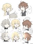  ... 1boy 2girls :d ahoge bangs bare_shoulders black_capelet black_neckwear blank_eyes blonde_hair blush blush_stickers braid brown_hair capelet colored comic commentary english eyebrows_visible_through_hair fate/apocrypha fate/grand_order fate_(series) from_side hand_on_own_chin highres hime_(sasukken) jeanne_d&#039;arc_(alter)_(fate) jeanne_d&#039;arc_(fate) jeanne_d&#039;arc_(fate)_(all) long_braid long_sleeves looking_at_another multiple_girls necktie open_mouth red_eyes shirt short_hair sieg_(fate/apocrypha) silver_hair single_braid sleeveless sleeveless_shirt smile speech_bubble sweat thinking thumbs_up violet_eyes waistcoat white_shirt yellow_eyes 
