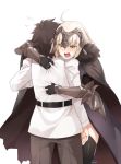  1boy 1girl ahoge armor armored_dress belt black_gloves black_hair black_legwear blonde_hair cape capelet crying crying_with_eyes_open eiri_(eirri) fate/grand_order fate_(series) fujimaru_ritsuka_(male) fur_trim gauntlets gloves headpiece hug jeanne_d&#039;arc_(alter)_(fate) jeanne_d&#039;arc_(fate)_(all) long_sleeves open_mouth tears thigh-highs yellow_eyes 