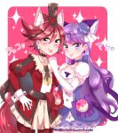  animal_ears cat_ears commentary_request cure_chocolat cure_macaron dog_ears highres kenjou_akira kirakira_precure_a_la_mode kotozume_yukari long_hair pink_eyes precure purple_hair redhead rinne_(mizunosato) short_hair violet_eyes 