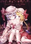  absurdres biting blood bloomers blush crystal fangs flandre_scarlet highres minust red_eyes remilia_scarlet side_ponytail touhou underwear wings 