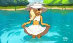  adventure_time animal_nose black_eyes blonde_hair bronwyn hat kollerss personification skirt tank_top water wet wet_clothes 