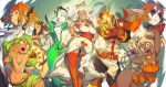  1boy 6+girls absurdres animal_ears breasts dofus ecaflip eniripsa eureka_brider feca furry gluteal_fold highres iop krosmaga large_breasts multiple_girls pointy_ears sadida thighs 