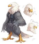  1boy apollo_(doubutsu_no_mori) bald_eagle beak bird closed_eyes doubutsu_no_mori eagle feathers no_humans open_mouth smile solo_focus zipper 