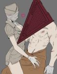  1boy 1girl apron blood breasts commentary_request gloves hat helmet male_focus mask monster muscle pyramid_head shitara_(kaimetsu_joutai) silent_hill silent_hill_(movie) 