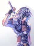  1boy armor gloves highres male_focus mask shin_(xenoblade) short_hair simple_background solo sword weapon white_hair xenoblade xenoblade_2 