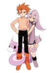  1boy 1girl blue_eyes blue_hair child chinese_clothes cousins dratini dress horsea ibuki_(pokemon) long_hair pokemon pokemon_(creature) pokemon_(game) pokemon_rgby pokemon_special ponytail red_eyes redhead seirakun3 smile spiky_hair turtleneck wataru_(pokemon) younger 