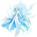  1boy ainchase_ishmael artist_request blue blue_eyes blue_hair blue_neckwear elsword expressionless full_body holding holding_sword holding_weapon long_hair looking_at_viewer magic_circle male_focus necktie official_art pants richter_(elsword) shoes simple_background solo sword weapon white_background white_coat white_footwear white_pants white_skin 