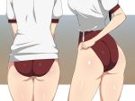  2girls ass back breasts buruma gym_uniform highres kagemusha multiple_girls thigh_gap 