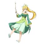  blonde_hair green_eyes leafa long_hair sword 