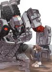  akiyama_yukari azusa_maxima brown_hair girls_und_panzer humanoid_robot megatron red_eyes school_uniform size_difference skirt transformers 