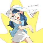  blue_eyes blue_hair hat hikari_(pokemon) pokemon pokemon_(game) pokemon_dppt translation_request white_hat z-ring 
