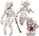  1girl breasts bubble_head_nurse cleavage commentary_request faceless faceless_female gloves hat highres large_breasts monster_girl no_humans nurse nurse_cap sido_(slipknot) silent_hill silent_hill_2 solo 