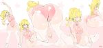  1girl armpits arms_up ass blonde_hair closed_eyes crown exercise highres leotard long_hair super_mario_bros. open_mouth pink_crown pink_leotard ponytail princess_peach shoes sitting stretch super_mario_bros. sweat thigh-highs 