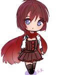  1girl :o black_hair blue_eyes chibi deviantart dress ruby_rose rwby scarf short_hair solo sweetrosaly white_background 