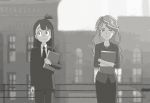  2girls artist_request business_suit diana_cavendish file formal kagari_atsuko little_witch_academia multiple_girls office_lady paperman_(disney) suit 