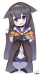  1girl :d animal_ears bangs black_gloves black_hair black_legwear black_nails blue_sailor_collar blush collarbone commentary crossed_arms dress elbow_gloves eyebrows_visible_through_hair full_body girls_frontline gloves hair_between_eyes hairband halloween head_tilt highres long_hair looking_at_viewer nail_polish no_shoes open_mouth orange_hairband pantyhose paw_gloves paws pigeon-toed sailor_collar sailor_dress signature simple_background sitting smile solo super_sass_(girls_frontline) tail tosyeo very_long_hair violet_eyes white_background white_dress wolf_ears wolf_girl wolf_tail 
