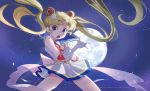  1girl :o backlighting bishoujo_senshi_sailor_moon blonde_hair elbow_gloves gloves night pose sailor_moon signature solo super_sailor_moon tsuki_ni_kawatte_oshioki_yo tsukino_usagi twintails white_gloves 