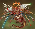  armor bad_id ball_and_chain claws double-blade dragon dragon_wings fire flail flames gigandal_federation mace michii_yuuki monster multiple_wings pixiv pixiv_fantasia pixiv_fantasia_3 polearm snake sword tail weapon wheel wings 