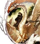  bad_id barding cape dragon fantasy hood horns mountain original riding sato_(vintage) wings 