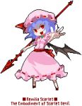  blue_hair foreshortening hands hat lowres oso oso_(toolate) pixel_art polearm red_eyes remilia_scarlet short_hair spear spear_the_gungnir touhou transparent_background transparent_png weapon wings 