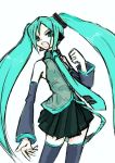  detached_sleeves hatsune_miku nakamoto_masami open_mouth solo thighhighs twintails vocaloid 