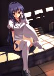  buruma clannad cofepig feet fujibayashi_kyou gym_storeroom gym_uniform hair_intakes long_hair looking_at_viewer one_shoe purple_eyes purple_hair single_shoe sitting solo thigh-highs thighhighs violet_eyes white_legwear white_thighhighs 