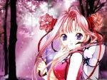  blush cute fairy hair_ribbon long_hair open_mouth pink_hair violet_eyes 
