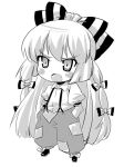  bow chibi fujiwara_no_mokou hair_bow hair_ribbon hama_chon long_hair monochrome ribbon touhou 