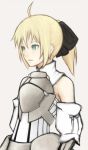  armor armored_dress bare_shoulders blonde_hair dress fate/stay_night fate/unlimited_codes fate_(series) green_eyes ponytail riichi saber saber_lily solo type-moon 