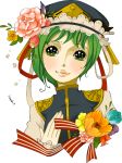  :3 flower green_eyes green_hair hat kawanabe lips parody shikieiki_yamaxanadu short_hair touhou 