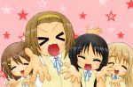  &gt;_&lt; akiyama_mio fuuma_nagi hirasawa_yui k-on! kotobuki_tsumugi lucky_star motteke!_serafuku multiple_girls parody school_uniform tainaka_ritsu 