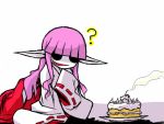  ? akirame_miko cake candle miko pointy_ears purple_hair smile smoke 