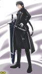  black_hair boots braid gloves long_hair male single_braid sword weapon 