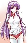  buruma clannad fujibayashi_kyou gym_uniform long_hair purple_eyes purple_hair small_waist thigh-highs thigh_gap thighhighs violet_eyes 