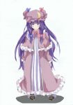  :&lt; blush crescent dress hat long_hair matsushita_yuu patchouli_knowledge purple_eyes purple_hair ribbon solo standing touhou very_long_hair violet_eyes 