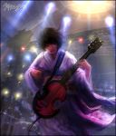  concert guitar instrument japanese_clothes kimono mole shiina_ringo shina_ringo short_hair studio_yang 