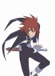  brown_eyes brown_hair fingerless_gloves gloves kratos_aurion male official_art ready_to_draw sheath sheathed short_hair sword tales_of_(series) tales_of_symphonia weapon 