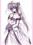 bouquet bride choker dress elbow_gloves flower gloves mahou_shoujo_lyrical_nanoha mahou_shoujo_lyrical_nanoha_a&#039;s mahou_shoujo_lyrical_nanoha_a's ponytail signum sketch wedding_dress 
