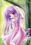  blush cute gown long_hair open_mouth purple_hair violet_eyes 