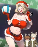  alisa_(girls_und_panzer) antlers bell blonde_hair blue_eyes box brown_hair brown_jacket christmas fur_trim gift gift_box girls_und_panzer gloves hat highres jacket kay_(girls_und_panzer) long_hair merry_christmas naomi_(girls_und_panzer) red_gloves sack santa_costume santa_hat sasaki_tatsuya short_hair short_twintails twintails very_short_hair 