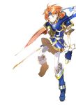  1boy blue_eyes boots cape fingerless_gloves fire_emblem fire_emblem:_fuuin_no_tsurugi gloves noki_(affabile) redhead roy_(fire_emblem) simple_background solo spiky_hair white_background 