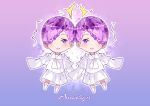  amethyst_(houseki_no_kuni) androgynous braid character_name hmniao houseki_no_kuni pajamas purple_hair short_hair siblings twins violet_eyes 
