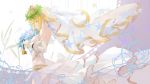  1girl ahoge bare_shoulders belt blonde_hair breasts bzerox closed_eyes closed_mouth crescent_moon_symbol dress elbow_gloves fate_(series) from_side gloves highres large_breasts laurel_crown leotard lock nero_claudius_(bride)_(fate) nero_claudius_(fate)_(all) solo standing star white_dress white_gloves white_leotard 