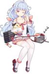  1girl ;o ahoge ankle_scrunchie azur_lane bangs bare_shoulders bird blue_hair blunt_bangs bottle bow breasts bright_pupils buttons chick cleavage collarbone dango_remi eyebrows eyebrows_visible_through_hair flower full_body grey_footwear hair_ribbon hat knees_together_feet_apart long_hair long_sleeves low_twintails mary_janes mole mole_under_eye neckerchief nicholas_(azur_lane) off_shoulder official_art one_eye_closed peaked_cap pill pink_bow pink_eyes pink_neckwear pink_ribbon ribbon rudder_shoes scrunchie shirt shoes simple_background sitting sleeping_cap sleeves_past_wrists small_breasts solo thigh-highs transparent_background twintails white_legwear white_pupils white_shirt zettai_ryouiki zzz 